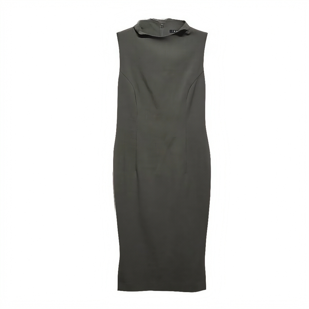 THEORY Olive Green Stretch Wool Sleevless High Neck Dress, Size 4 - Picture 2 of 7